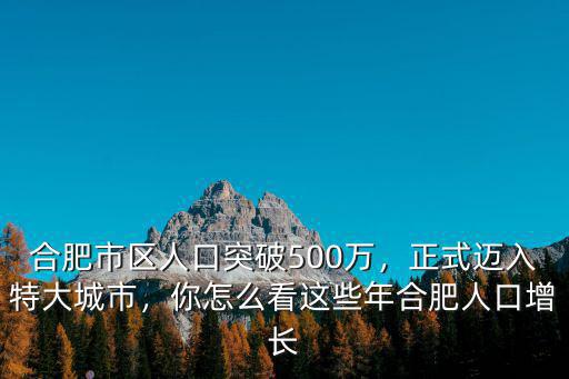 合肥市區人口突破500萬，正式邁入特大城市，你怎么看這些年合肥人口增長