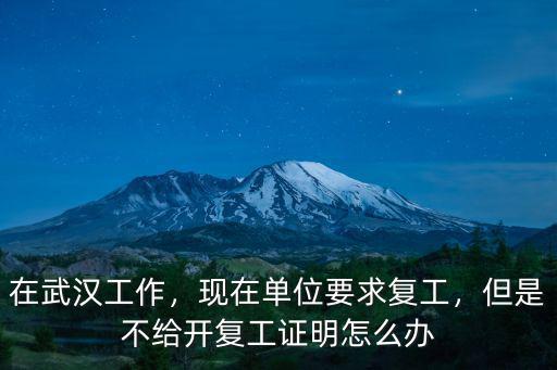 在武漢工作，現在單位要求復工，但是不給開復工證明怎么辦