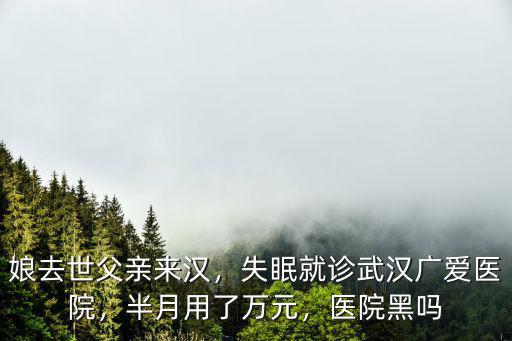 娘去世父親來漢，失眠就診武漢廣愛醫院，半月用了萬元，醫院黑嗎