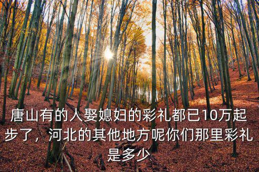 唐山有的人娶媳婦的彩禮都已10萬起步了，河北的其他地方呢你們那里彩禮是多少