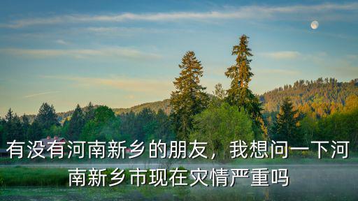 有沒有河南新鄉(xiāng)的朋友，我想問一下河南新鄉(xiāng)市現(xiàn)在災(zāi)情嚴(yán)重嗎