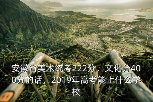安徽省美術統考222分，文化分400分的話，2019年高考能上什么學校