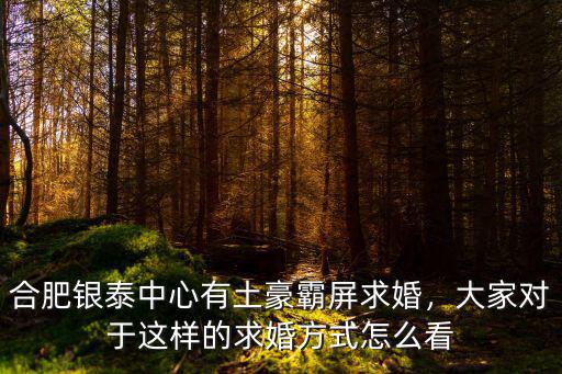 合肥銀泰中心有土豪霸屏求婚，大家對于這樣的求婚方式怎么看