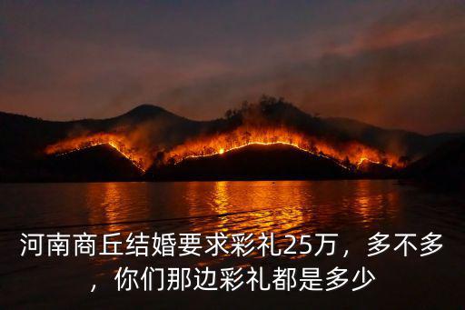 河南商丘結婚要求彩禮25萬，多不多，你們那邊彩禮都是多少