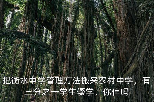 把衡水中學管理方法搬來農村中學，有三分之一學生輟學，你信嗎