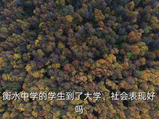 衡水中學的學生到了大學、社會表現好嗎