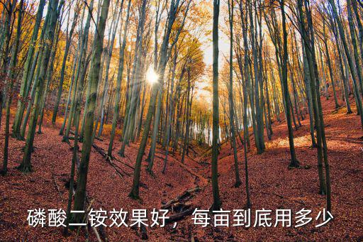 磷酸二銨效果好，每畝到底用多少