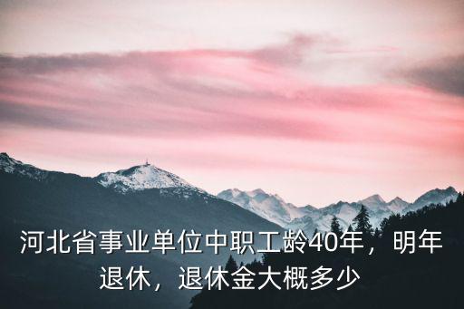 河北省事業單位中職工齡40年，明年退休，退休金大概多少