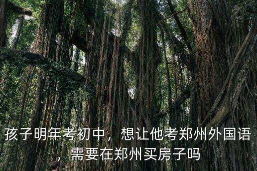 孩子明年考初中，想讓他考鄭州外國語，需要在鄭州買房子嗎