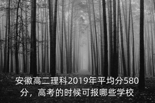 安徽高二理科2019年平均分580分，高考的時候可報哪些學(xué)校
