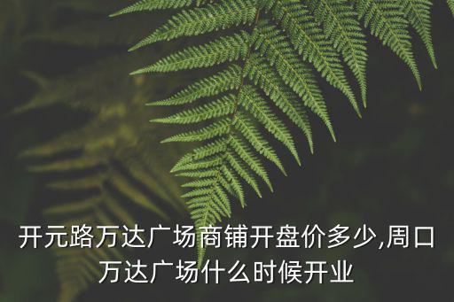 周口開元路萬達廣場商鋪開盤價多少,周口萬達廣場什么時候開業