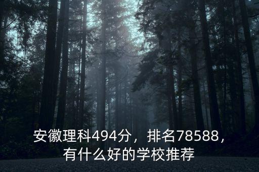 安徽理科494分，排名78588，有什么好的學(xué)校推薦