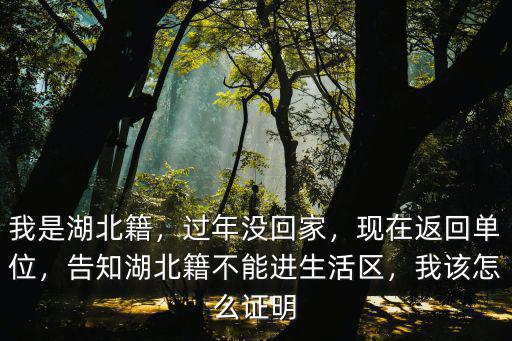 我是湖北籍，過年沒回家，現(xiàn)在返回單位，告知湖北籍不能進(jìn)生活區(qū)，我該怎么證明