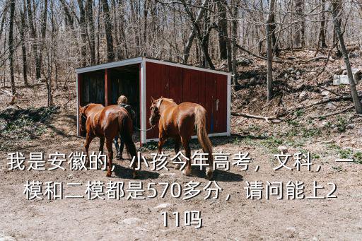 我是安徽的，小孩今年高考，文科，一模和二模都是570多分，請問能上211嗎