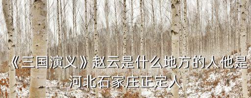 《三國演義》趙云是什么地方的人他是河北石家莊正定人