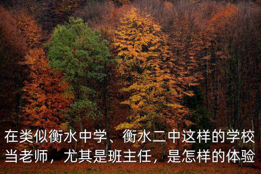 在類(lèi)似衡水中學(xué)、衡水二中這樣的學(xué)校當(dāng)老師，尤其是班主任，是怎樣的體驗(yàn)