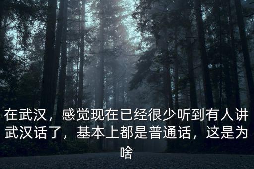 在武漢，感覺現(xiàn)在已經(jīng)很少聽到有人講武漢話了，基本上都是普通話，這是為啥