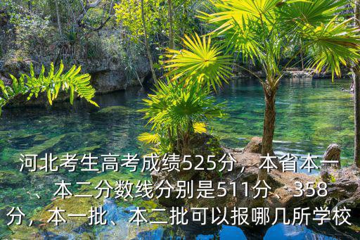 河北考生高考成績525分，本省本一、本二分數線分別是511分、358分，本一批、本二批可以報哪幾所學校