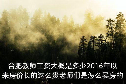 合肥教師工資大概是多少2016年以來房價長的這么貴老師們是怎么買房的
