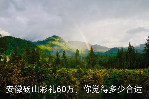 安徽碭山彩禮60萬，你覺得多少合適