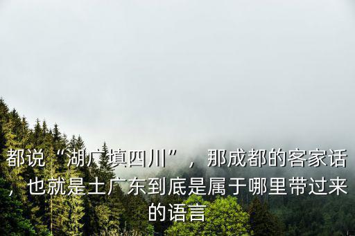 都說“湖廣填四川”，那成都的客家話，也就是土廣東到底是屬于哪里帶過來的語言