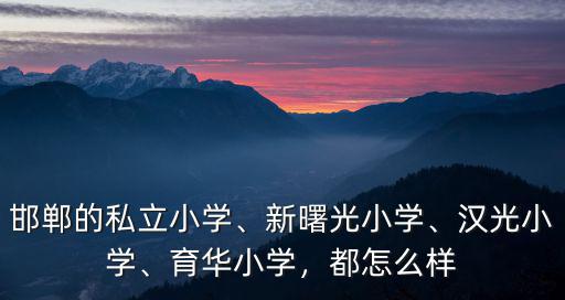 邯鄲的私立小學、新曙光小學、漢光小學、育華小學，都怎么樣