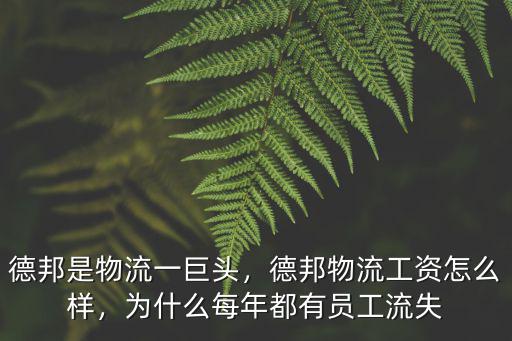 德邦是物流一巨頭，德邦物流工資怎么樣，為什么每年都有員工流失