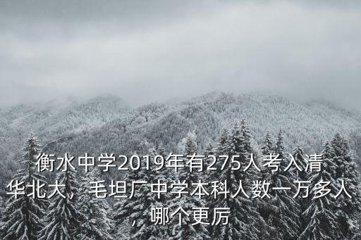 衡水中學2019年有275人考入清華北大，毛坦廠中學本科人數一萬多人，哪個更厲