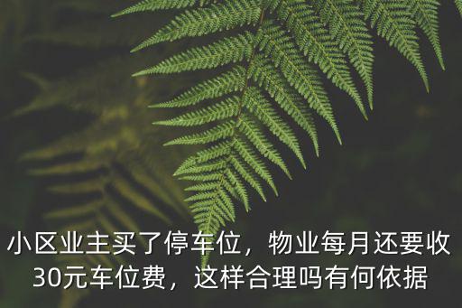 小區(qū)業(yè)主買了停車位，物業(yè)每月還要收30元車位費，這樣合理嗎有何依據(jù)