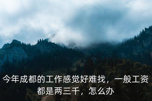 今年成都的工作感覺好難找，一般工資都是兩三千，怎么辦