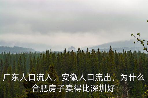 廣東人口流入，安徽人口流出，為什么合肥房子賣得比深圳好