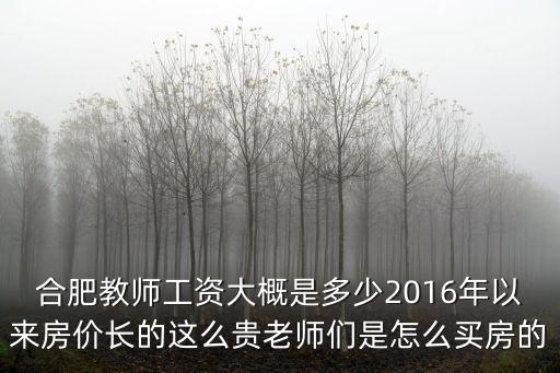 合肥教師工資大概是多少2016年以來房價長的這么貴老師們是怎么買房的