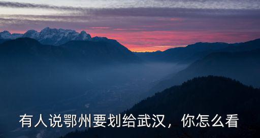 有人說鄂州要劃給武漢，你怎么看