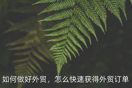 湖北外貿怎么做,怎么快速獲得外貿訂單