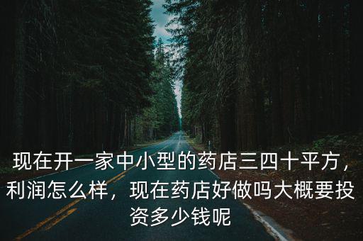 現在開一家中小型的藥店三四十平方，利潤怎么樣，現在藥店好做嗎大概要投資多少錢呢