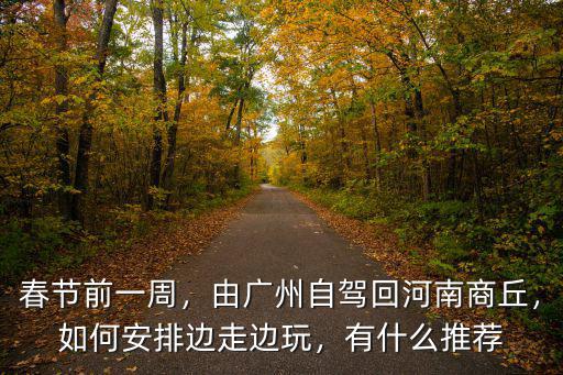 春節前一周，由廣州自駕回河南商丘，如何安排邊走邊玩，有什么推薦