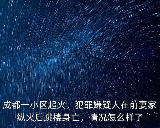 成都一小區(qū)起火，犯罪嫌疑人在前妻家縱火后跳樓身亡，情況怎么樣了
