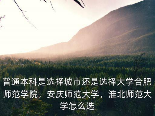 普通本科是選擇城市還是選擇大學合肥師范學院，安慶師范大學，淮北師范大學怎么選