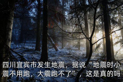 四川宜賓市發生地震，據說“地震時小震不用跑，大震跑不了”，這是真的嗎