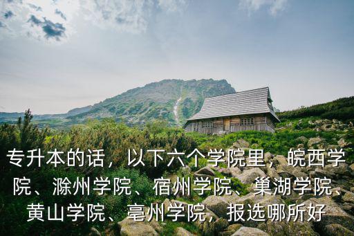 專升本的話，以下六個學院里，皖西學院、滁州學院、宿州學院、巢湖學院、黃山學院、亳州學院，報選哪所好