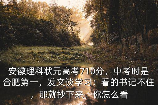 2017年安徽中考狀元是誰 多少分,中考時是合肥第一