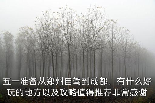 五一準備從鄭州自駕到成都，有什么好玩的地方以及攻略值得推薦非常感謝