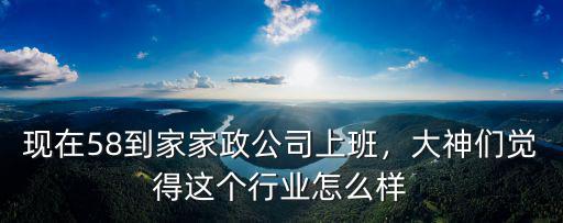現在58到家家政公司上班，大神們覺得這個行業怎么樣