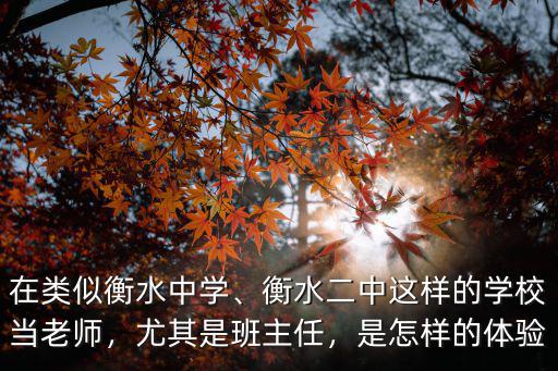 在類似衡水中學、衡水二中這樣的學校當老師，尤其是班主任，是怎樣的體驗