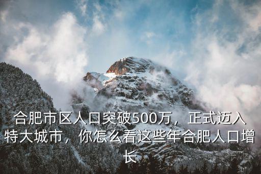 合肥市區(qū)人口突破500萬，正式邁入特大城市，你怎么看這些年合肥人口增長