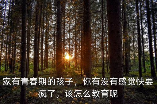 家有青春期的孩子，你有沒有感覺快要瘋了，該怎么教育呢