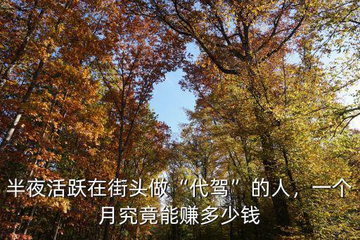 半夜活躍在街頭做“代駕”的人，一個(gè)月究竟能賺多少錢