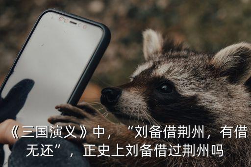 《三國演義》中，“劉備借荊州，有借無還”，正史上劉備借過荊州嗎
