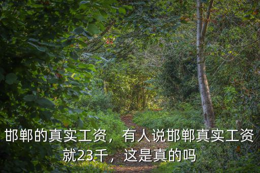 邯鄲的真實工資，有人說邯鄲真實工資就23千，這是真的嗎