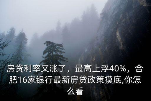 合肥最新房貸利率上浮多少,房貸利率又漲了